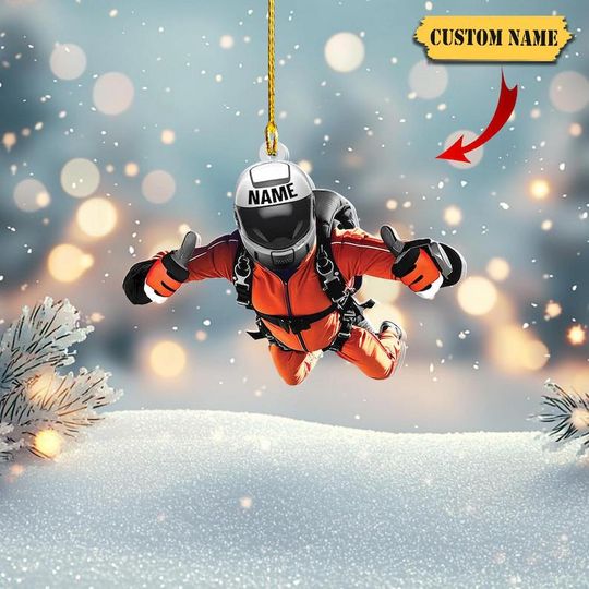 Discover Personalized Skydiver Ornament 2025  Custom Name Flat Acrylic Parachute Christmas Tree Decoration, Holiday Gift for Skydiving Lovers & Fans