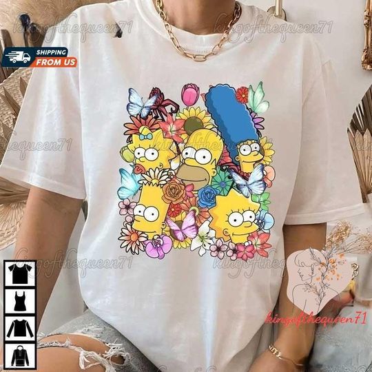 The Simpsons Group Poster T-Shirt, Homer Simpson, Funny The Simpsons