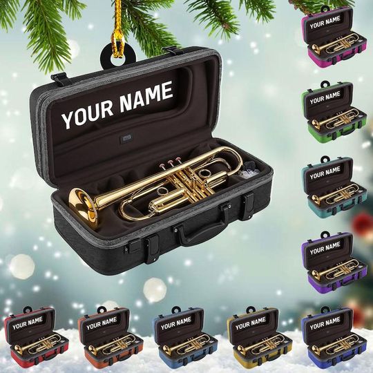 Discover Personalized Trumpet Ornament: Custom Name Christmas 2025 Decoration, Music Lover Gift, Orchestra Ornament for Trumpet Player or Band