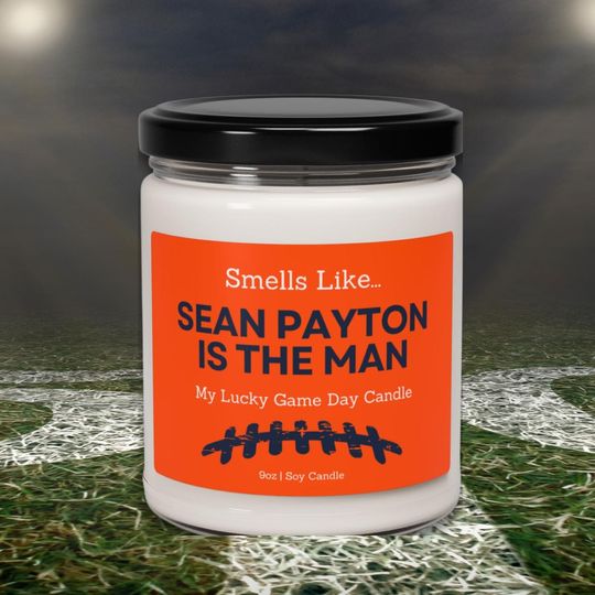 Sean Payton Denver Broncos Candle: Lucky Gameday Soy Wax Candle
