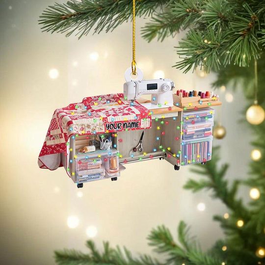 Discover Custom Sewing Machine Ornament, Quilter Christmas Ornament,Sewing Lover Tree Decor,Gifts for Sewers, Quilting & Sewing Room Holiday Decor TT