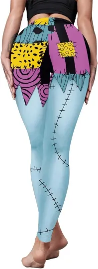 Halloween Patchwork Leggings for Women – Spooky Stitch Print Yoga Pants