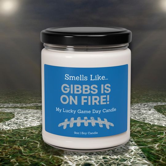 Gibbs is on Fire! Detroit Lions Football Candle | Gift for Him, Gift for Her, Sports Candle, Lucky Gameday Candle