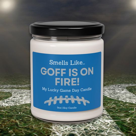 Goff is on Fire! Detroit Lions Football Candle | Gift for Him, Gift for Her, Sports Candle, Lucky Gameday Candle
