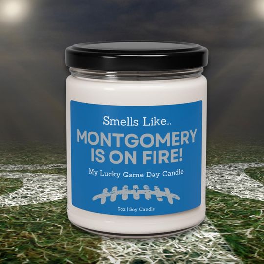 Montgomery is on Fire! Detroit Lions Football Candle | Gift for Him, Gift for Her, Sports Candle, Lucky Gameday Candle