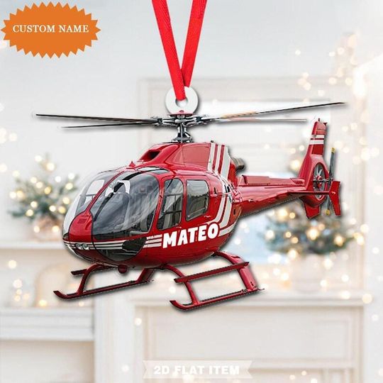 Discover Personalized Helicopter Christmas Ornament, Helicopter Lover Gift, Flat 2D Ornament, Christmas Tree Hanging Decor
