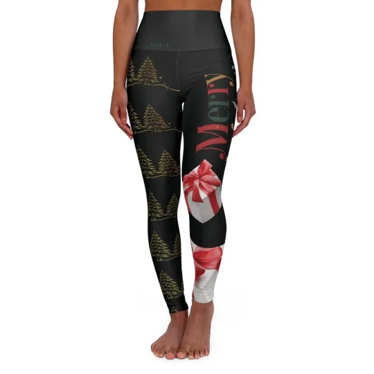 Christmas Holiday Yoga Leggings, High Waist Athletic Wear