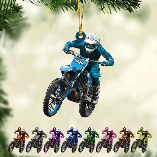 Discover Personalized Dirt Bike Ornament: Bike Christmas Acrylic Ornament, Gift for Racing Lover, Rider Gift
