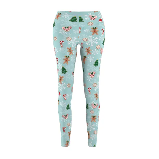 Merry Christmas Party Printed Legging Casual Leggings Snowflake Gingerbread