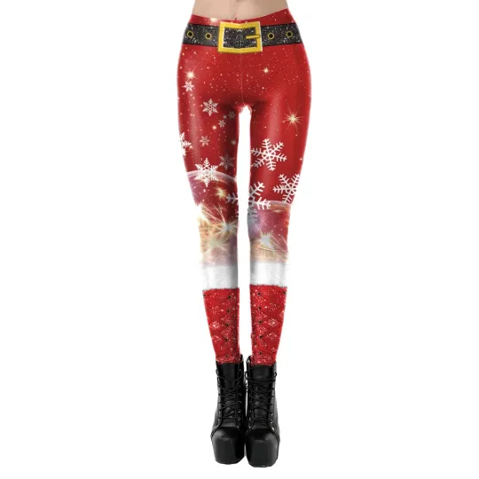 Discover Women’s Christmas Leggings Mid Waist Stretch Pants Funny Holiday Outfit