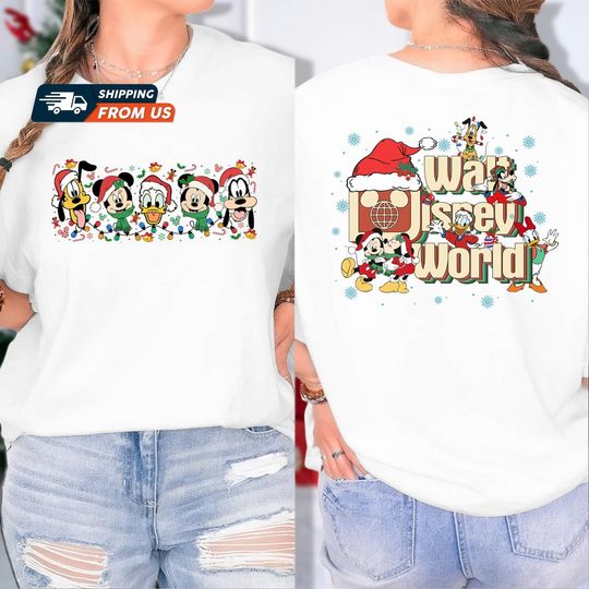 Discover 2-Sided Mickey Christmas T-Shirt with Mickey and Friends Lights, Magic Kingdom Design