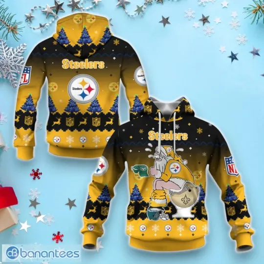 Discover Pittsburgh Steeler Funny Santa Claus Toilet All Over Printed 3D Hoodie