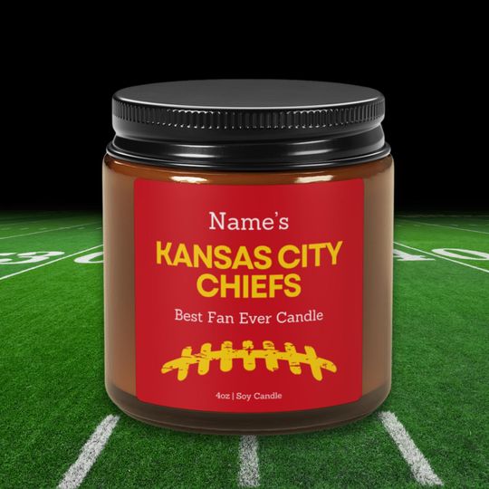 Discover Personalized Kansas City Chiefs Candle: football Football Fan Gift