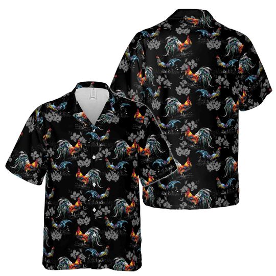 Discover Retro Hawaiian Shirt Men’s Chicken and Floral Pattern