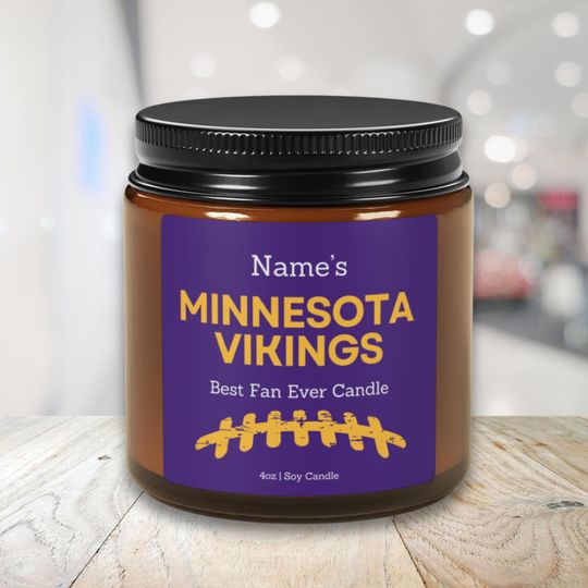 Discover Minnesota Vikings Personalized Soy Candle: Football Fan Gift