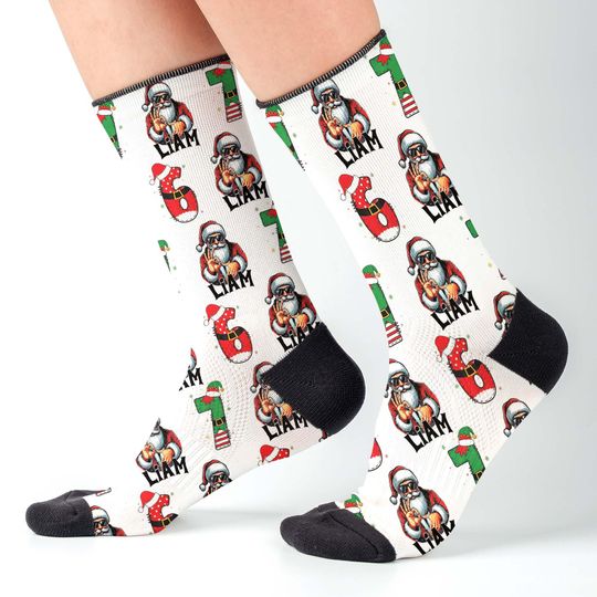 Discover Personalized 67 Six Seven Socks, Funny Christmas Sock Gift, Trendy Viral Black 67 Socks, Minimal Streetwear Style Unique Christmas Gift Idea