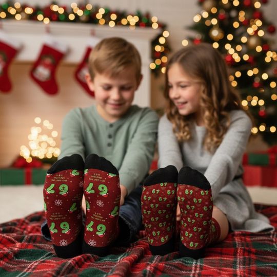 Discover Gen Alpha Socks, TikTok Holiday Kids Socks, Tween Christmas Meme 6 7 Socks  Viral 67 Trend, Funny Holiday Crew Gift