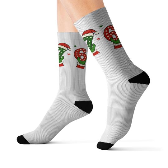 Discover Christmas Sublimation Socks 67 6 7  Holiday Stockings, Poplar Xmas Design, Unique Printed Footwear, Colorful Winter Socks, Christmas Gift