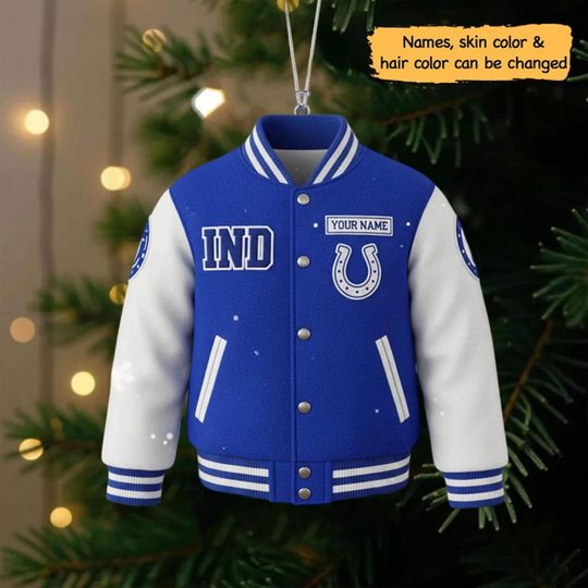 Discover Personalized Indianapolis Football Varsity Jacket Ornament  Custom Name Acrylic Ornament