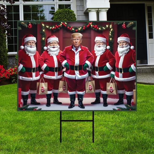 Trump Christmas Yard Sign - Christmas Santa Trump Sign, Trump Make Christmas Great Again Yard Sign