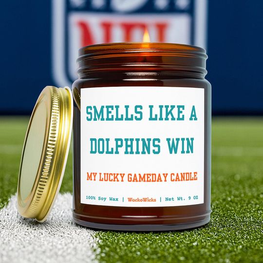 Miami Dolphins Candle | Dolphins Gift, Miami Dolphins, Dolphins Fan Gift, Miami Football, football Football, Football Fan Gift
