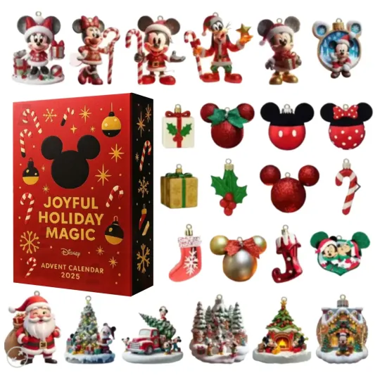 Discover Disney Mickey Mouse 2025 Advent Calendar 2D Flat Acrylic Christmas Pendant