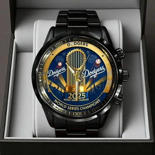 LA Dodgers World Series 2025 Black Stainless Steel Watch