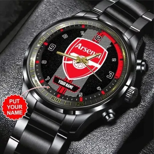 Discover Personalized Red Football Club Inspired Black Stainless Steel Watch