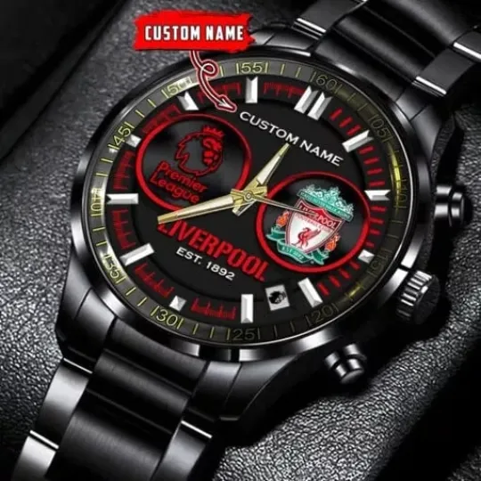 Discover Personalized Red Football Club Inspired Black Stainless Steel Watch
