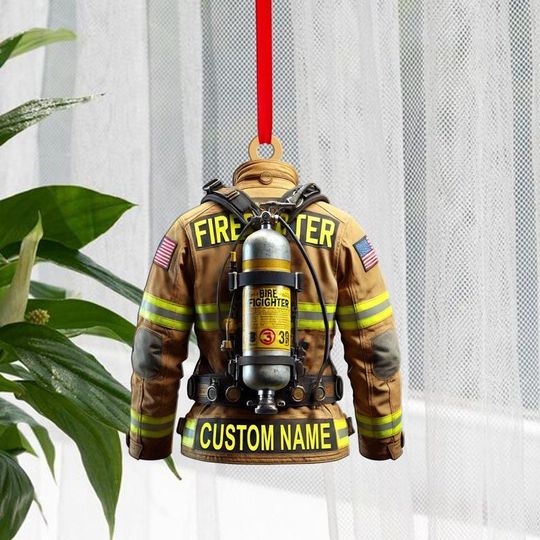 Discover Custom Firefighter Ornament, Firefighter Uniform Wood Ornament, Birthday Gift for Dad Papa, Fireman Christmas Ornaments, Firefighter Gift