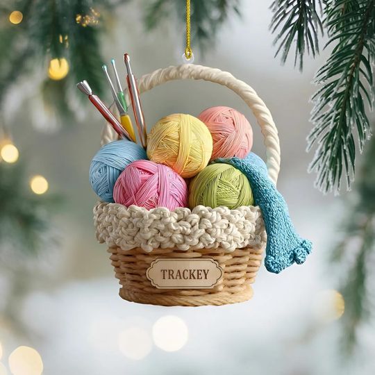 Discover Personalized Knitting & Crochet Ornament For Christmas Decor, Custom Name Crocheter Acrylic Ornament 2025, Yarn Crochet Xmas Ornament