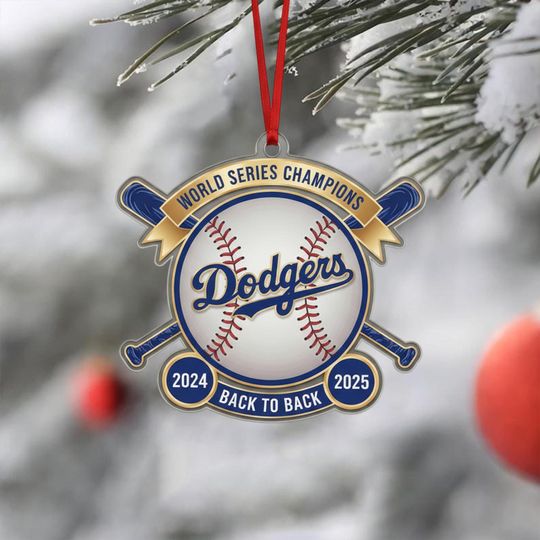 Dodgers World Series Champions 2025 Christmas Ornament, Baseball Ornament, Back-to-Back Champions Ornament, Baseball Christmas Tree Decor