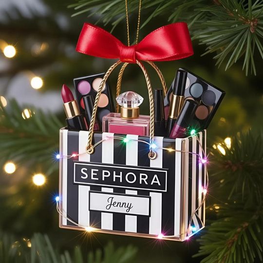 Discover Personalized Gifts For Makeup Lovers Ornament, Custom Beauty Brush Tree Decor With Name, Gift For Makeup Lovers, make up christmas ornament