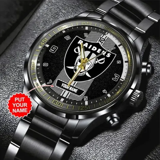 Discover Personalized Football Inspired Black Stainless Steel Watch | Unisex Gift