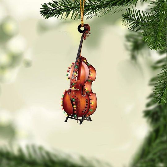 Personalized Double Bass Ornament, Bass Teacher Gift, Christmas Ornament, Orchestra Musician Present, Senior Graduation Gift