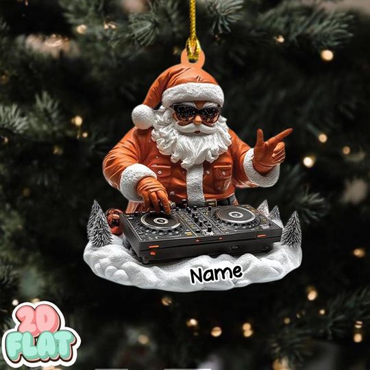 Santa Claus DJ Christmas Ornament, DJ Player Ornament, Music Mixer Holiday Ornament Decor, Musician Ornament, Dj Ornament Gift