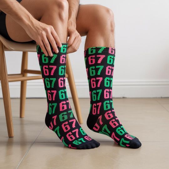 Discover 67 Socks, Funny Teen Socks, Gen Z Meme Gift, Six Seven Socks, Teen Boy Stocking Stuffer, Gift For Teens, Gag Gift, Christmas Socks