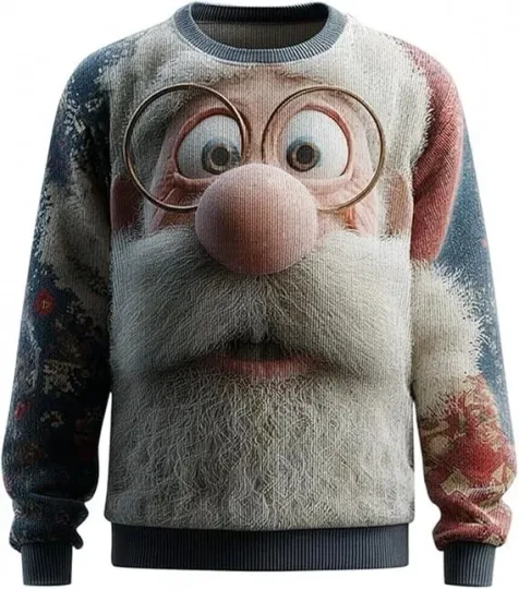 Discover Vintage Santa Face 3D Print Ugly Christmas - Ugly Sweatshirt