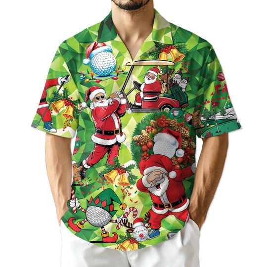 Discover Golf Lovers Christmas Hawaiian Shirt, Funny Holiday Aloha Shirt, Tropical Xmas Golf Shirt for Men & Women Short Sleeve S-5XL