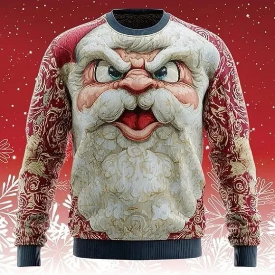 Discover Angry Santa Face Christmas - Ugly Sweatshirt