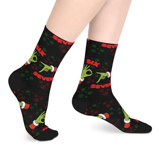 Discover Green Hand 67 Pattern Mid-length Socks | Holiday funny character Novelty Socks