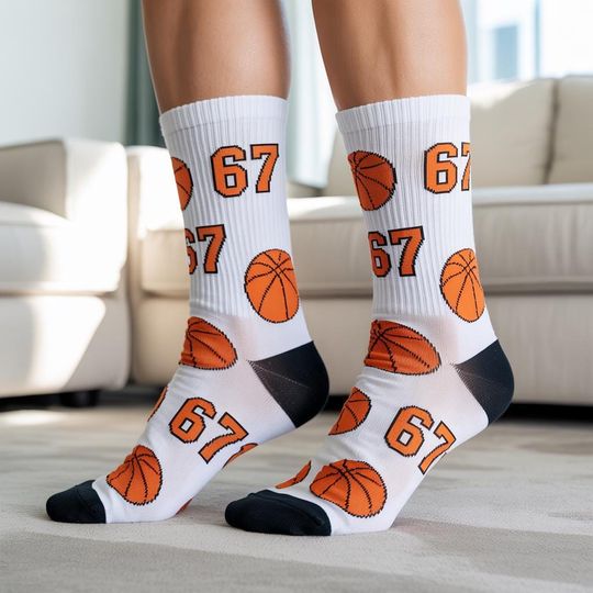 Discover 67 Basketball Socks, 67 Socks, Six Seven Socks, Gag Gift, 6-7 Meme Gift, 6-7 Socks, Teen Boy Stocking Stuffer