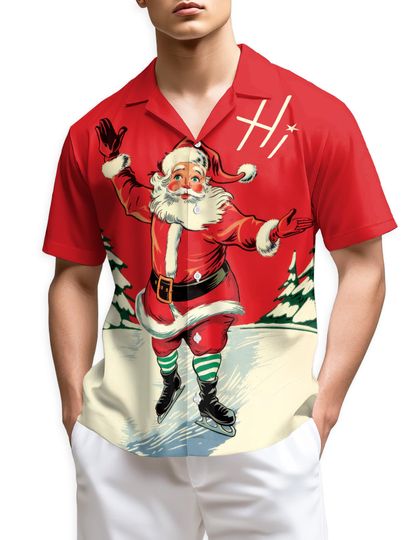 Discover Vintage Old Fashion Santa Hawaiian Shirt, Retro Christmas Aloha Shirt, Classic Holiday Beach Shirt for Men & Women, Festive Outfit