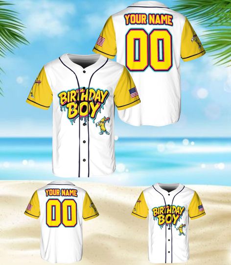 Discover Personalized Birthday Boy Baseball Jersey, Funny Bananas Team Shirt