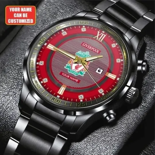 Discover Personalized Red Football Club Inspired Black Stainless Steel Watch