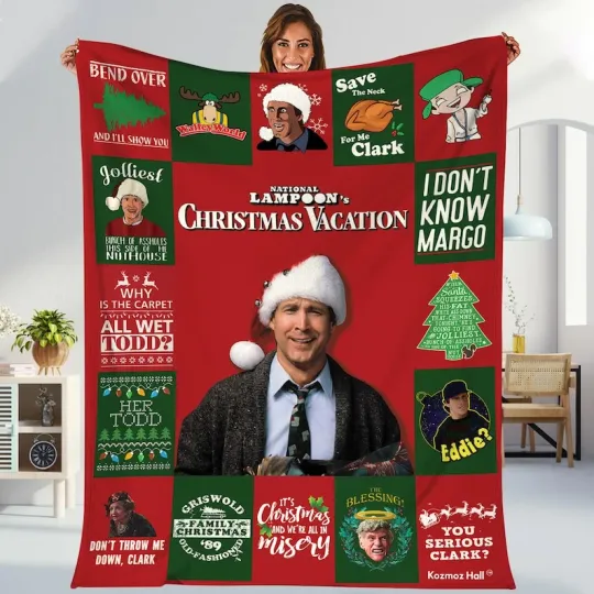 National Lampoons Christmas Vacation Clark Griswold Cousin Eddie Fleece Blanket