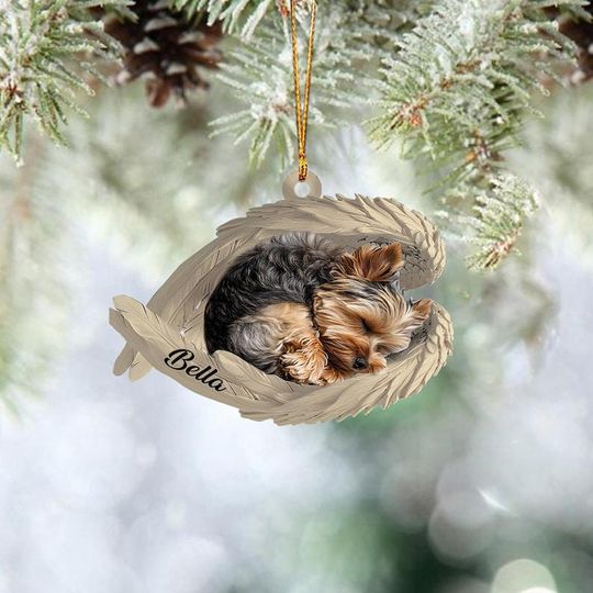 Discover Personalized Morkie Dog Sleeping Angel Wings Ornament, Morkie Dog Christmas Ornament Gift, Morkie Dog Car Ornament Decor