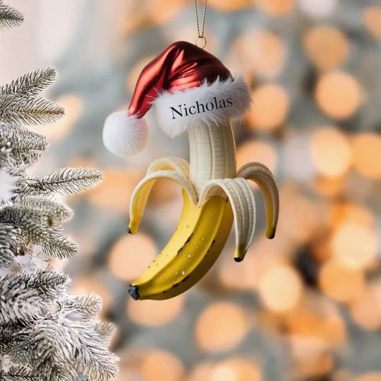 Discover Banana Christmas Acrylic Ornament, Banana Xmas Tree Ornament Decor, Banana Lovers Christmas gift, Food Lover Gift, Banana Hanging Ornament