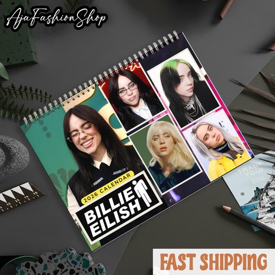 Discover Billie Eilish 2026 Wall Calendar, Happier Than Ever, US Holidays, Music Fan Gift