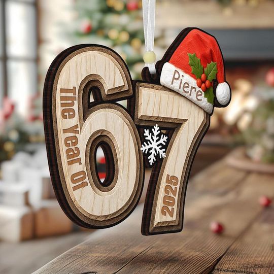 Discover Custom Name Viral 67 Wooden Ornament, Six Seven Ornament, Funny Teen Slang Ornament Funny Teen Friend Grandkid Gift, Christmas Gifts